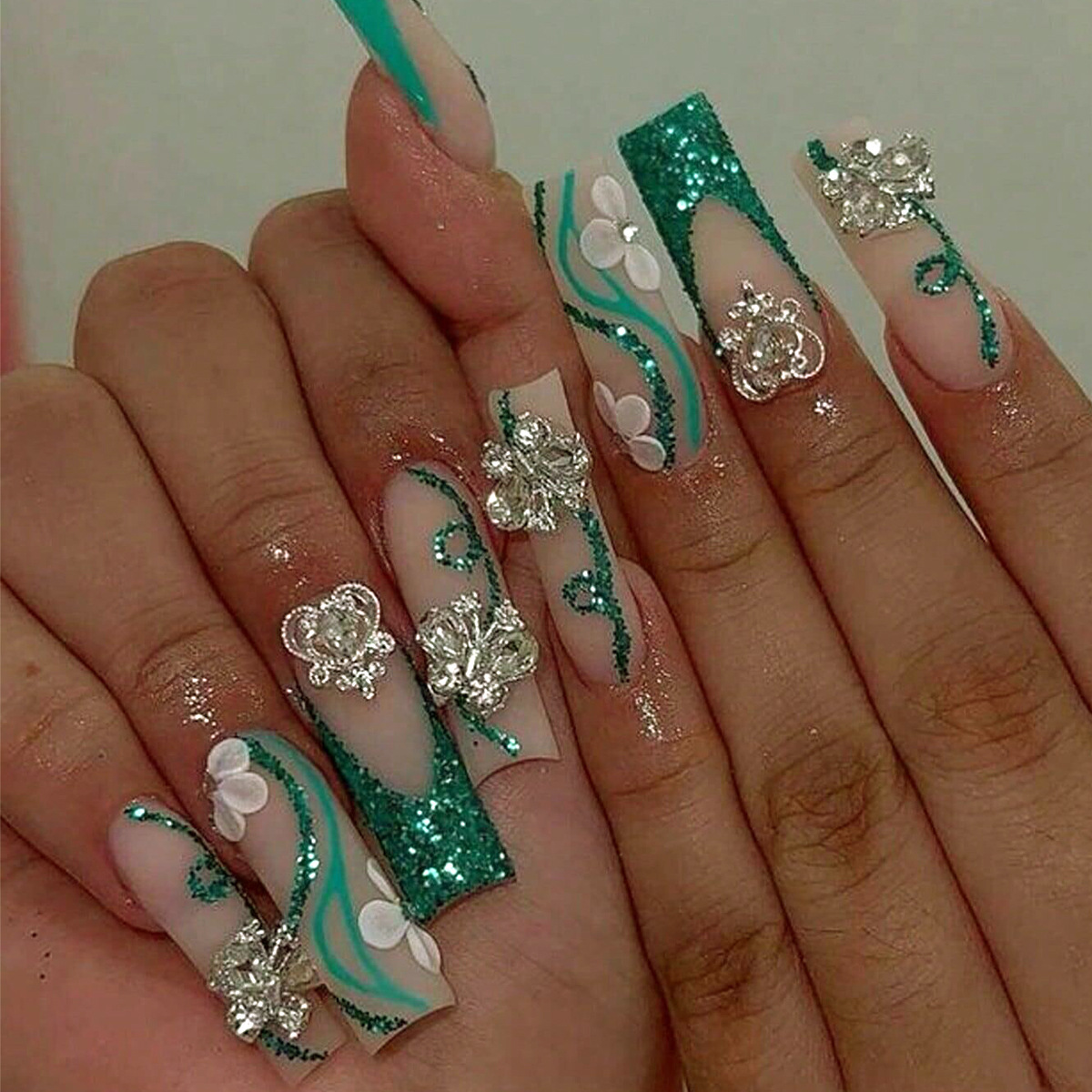 Nail Art Design - 긴 관 프레스 손톱 발레리나 가짜
