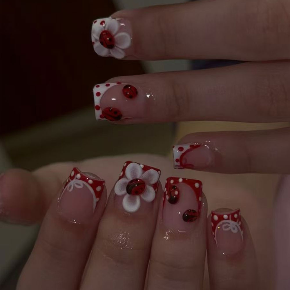 Nail Art Design - 세트당 24개. 직사각형 3D 젤 플라워
