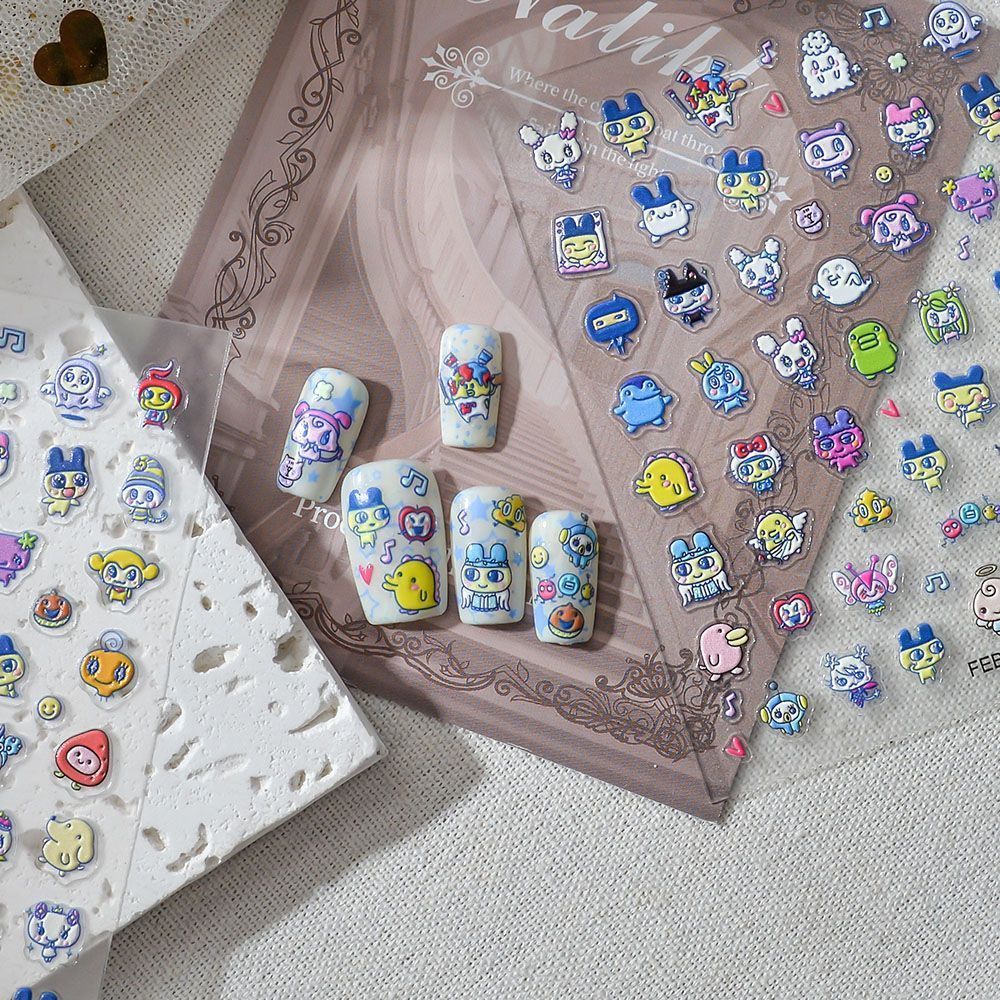 Nail Art Design - 다마고치 만화 3D 엠보싱 네일 아트