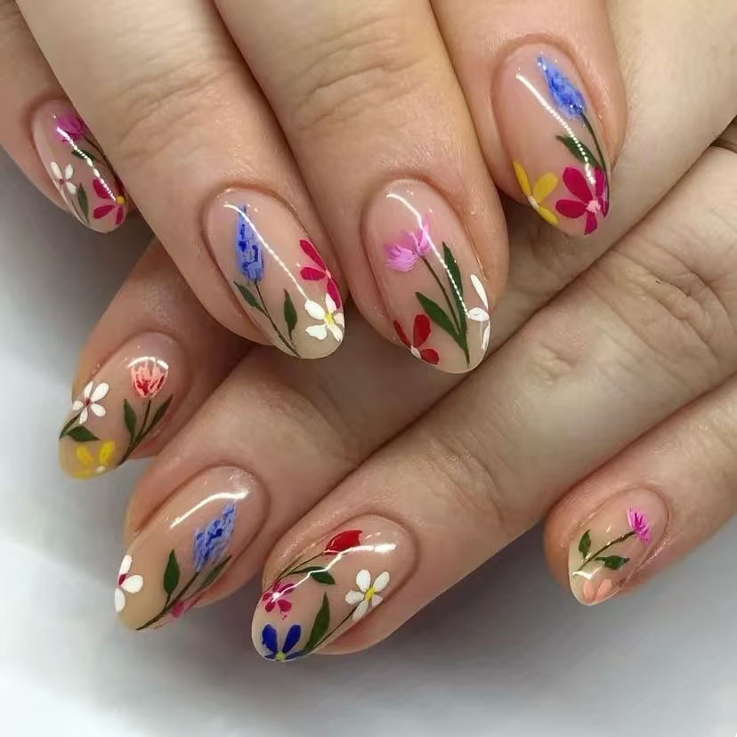 Nail Art Design - 24Pcs 간단한 아몬드 손톱 팁 신선한
