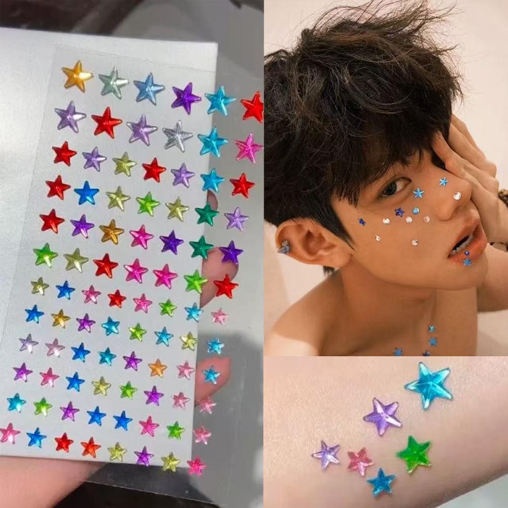 Nail Art Design - 셀프 접착식 얼굴 라인스톤 화려한 크리스탈