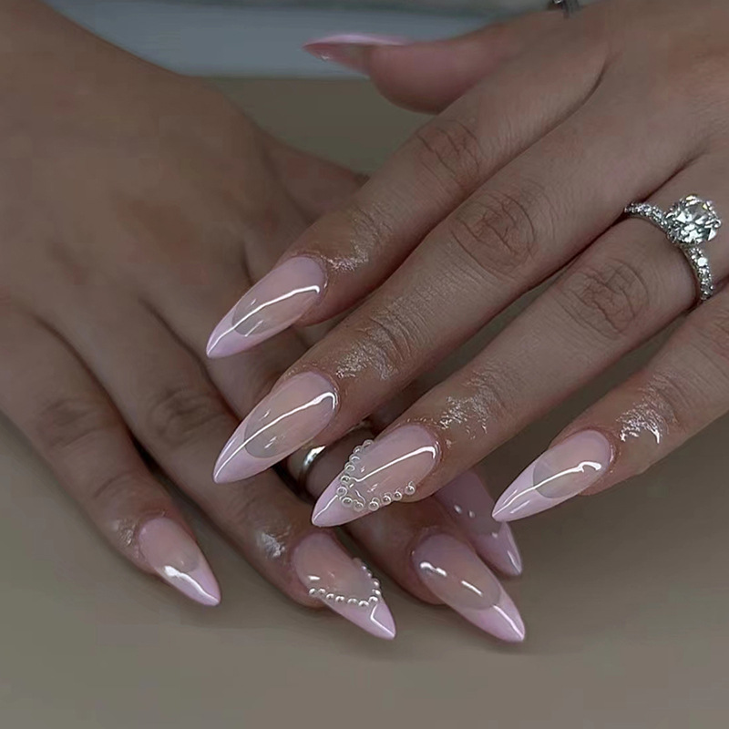 24개입 리본 디자인 핑크 프렌치 발렌타인데이 롱 아몬 - Nail Art Valentine 리뷰 및 가격