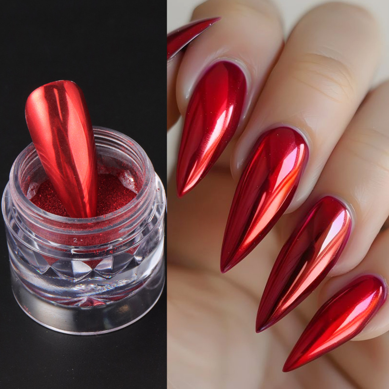 크롬 레드 핑크 네일 글리터 파우더 매직 미러 메탈릭  - Nail Art Valentine 리뷰 및 가격