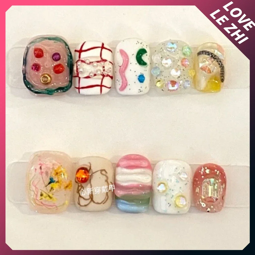 10Pcs Diy 창의력 재미 있은 매쉬 업 색상 짧은 - Nail Art Xs 리뷰 및 가격
