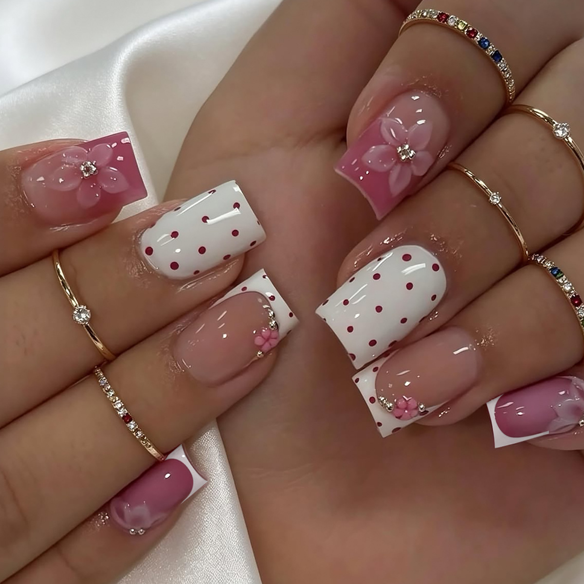 24Pcs 달콤한 중간 사각형 거짓 손톱 접착제 블러쉬 - Nail Art Design 리뷰 및 가격