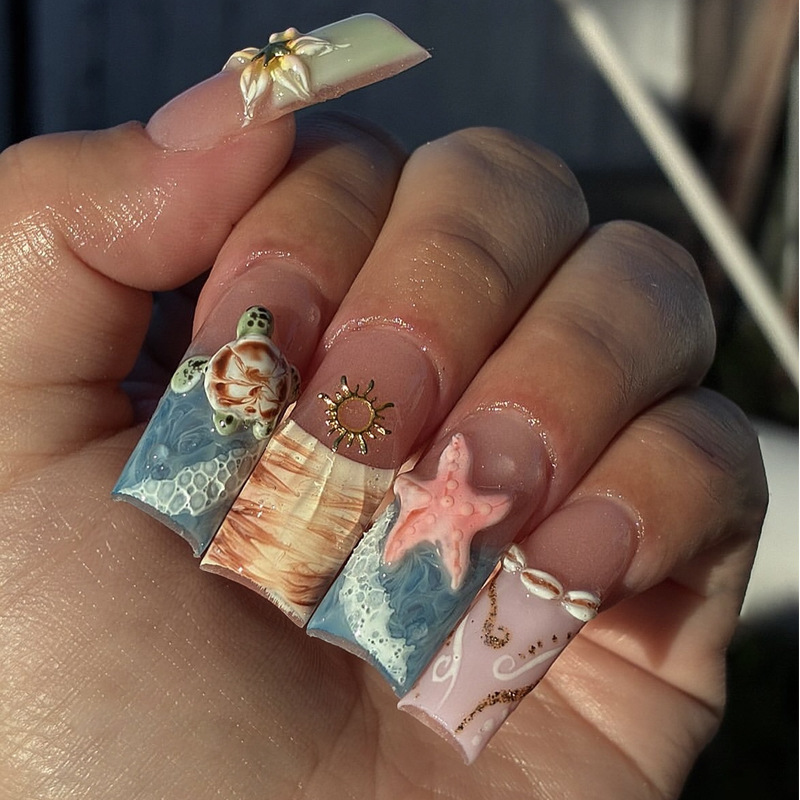 24Pcs 달콤한 중간 사각형 거짓 손톱 접착제 블러쉬 - Nail Art Design 리뷰 및 가격