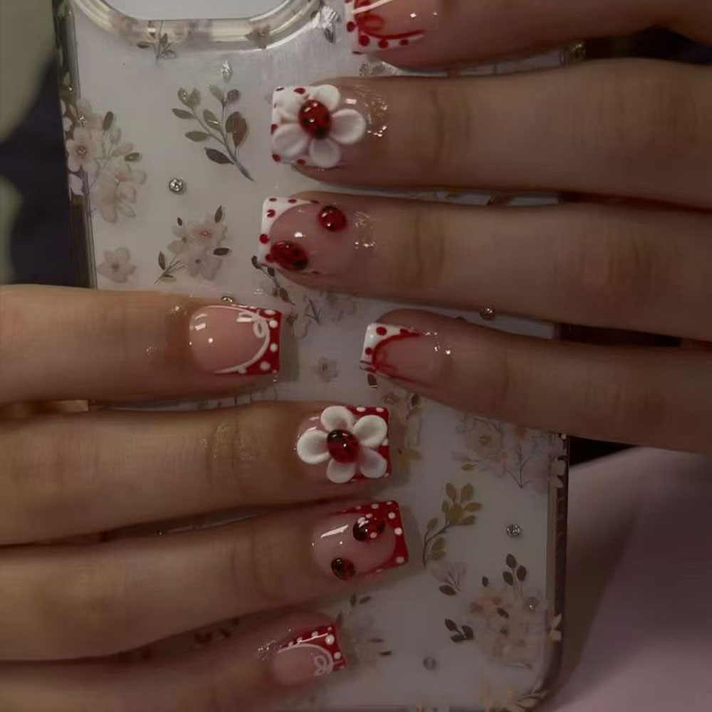 세트당 24개. 직사각형 3D 젤 플라워 물방울 무늬  - Nail Art Design 리뷰 및 가격