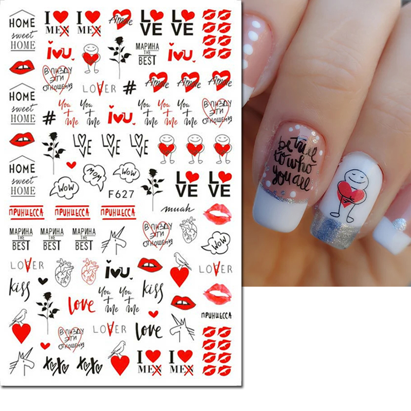3D 네일 아트 데칼 발렌타인 데이 사랑 하트 글자 레 - Nail Art Valentine 리뷰 및 가격