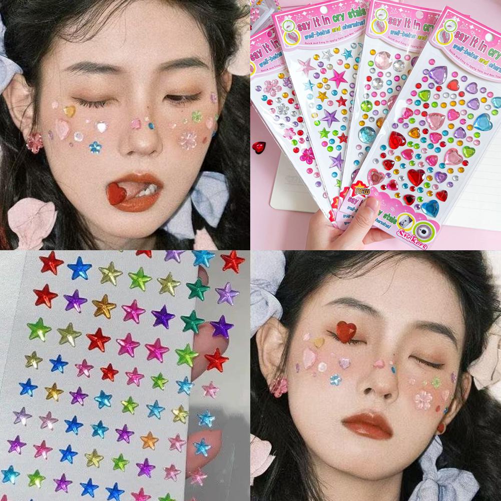 셀프 접착식 얼굴 라인스톤 화려한 크리스탈 젬 스티커  - Nail Art Design 리뷰 및 가격