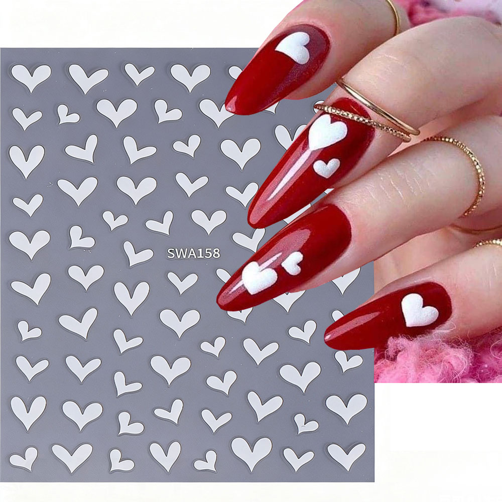 3D 화이트 하트 발렌타인 데이 네일 아트 스티커 섹시 - Nail Art Valentine 리뷰 및 가격