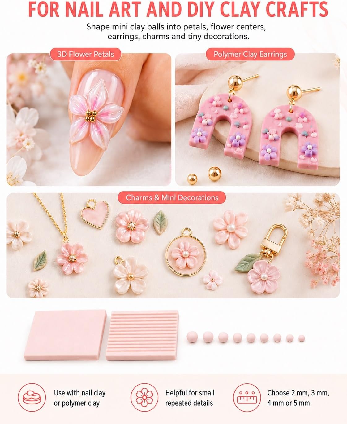 4개입 3D 프린트 클레이 젤 볼 메이커 도구, 3D  - Nail Art Design 리뷰 및 가격