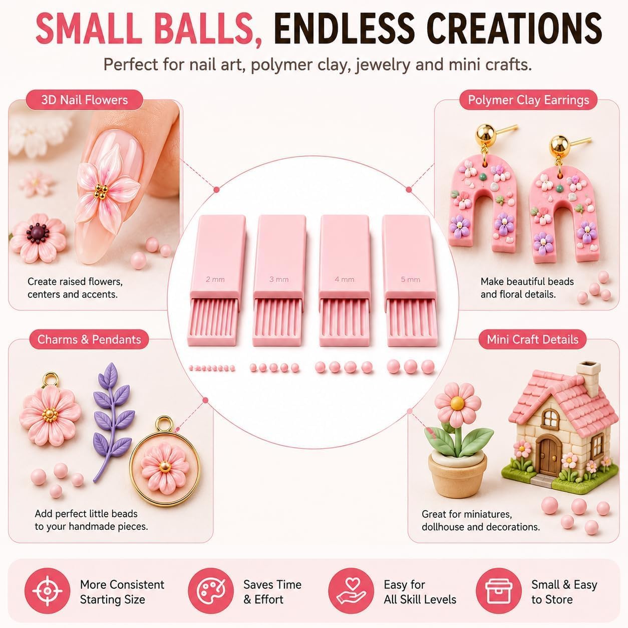 4개입 3D 프린트 클레이 젤 볼 메이커 도구, 3D  - Nail Art Design 리뷰 및 가격