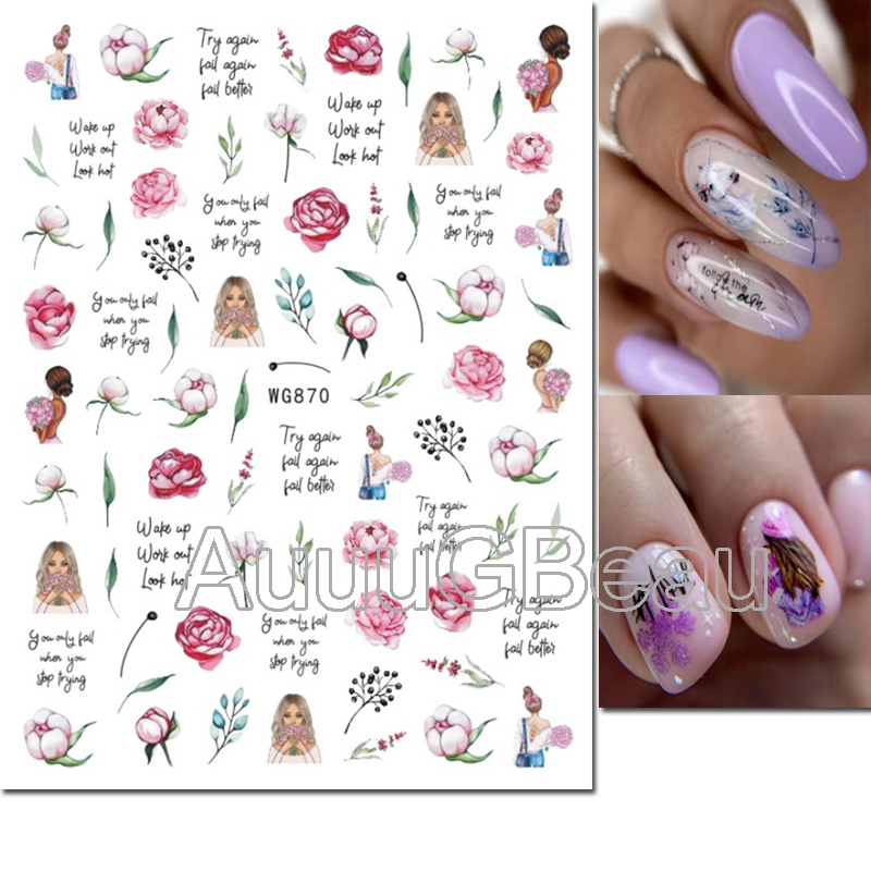 3D 네일 아트 데칼, 발렌타인 소녀 글자, 나비, 라 - Nail Art Valentine 리뷰 및 가격