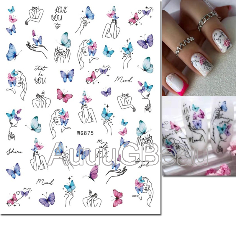 3D 네일 아트 데칼, 발렌타인 소녀 글자, 나비, 라 - Nail Art Valentine 리뷰 및 가격