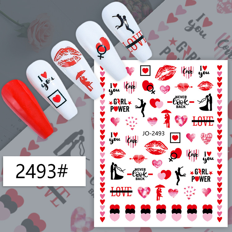 3D 네일 아트 데칼 기하학적 라인 발렌타인 레드 러브 - Nail Art Valentine 리뷰 및 가격