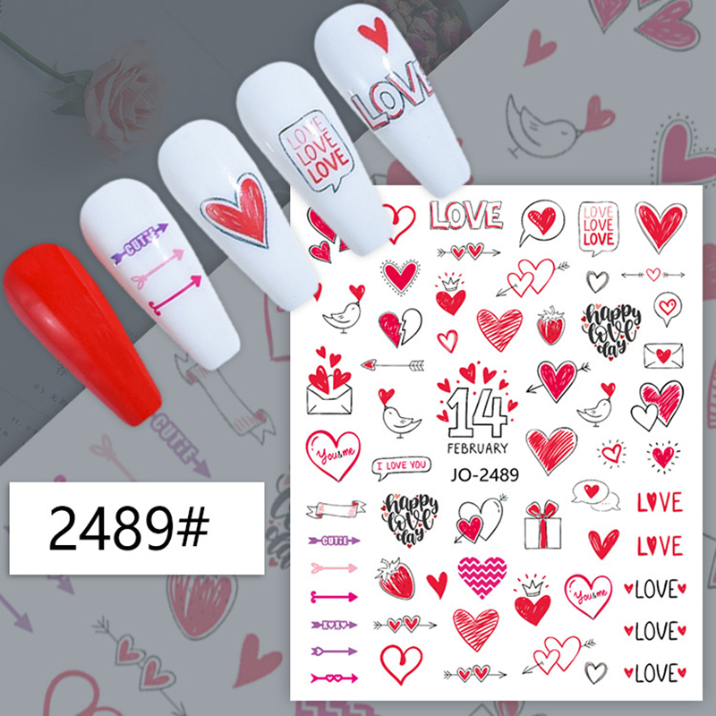 3D 네일 아트 데칼 기하학적 라인 발렌타인 레드 러브 - Nail Art Valentine 리뷰 및 가격