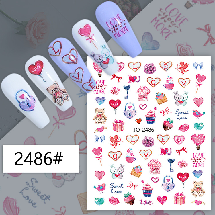 3D 네일 아트 데칼 기하학적 라인 발렌타인 레드 러브 - Nail Art Valentine 리뷰 및 가격